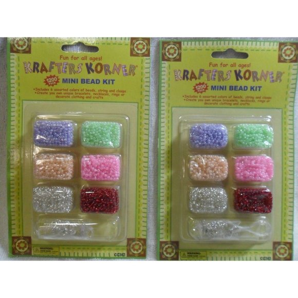 2 New Krafters Korner Mini Seed Bead Kits 1200 pcs - Picture 1 of 6